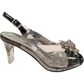 LAURA VITA Mira 01 slip-on sandalen met Cinderella-hak voor dames, transparant zwart.