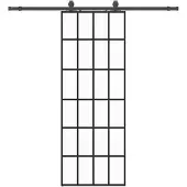 vidaXL Schuifdeur met beslag, zwart, 76x205 cm, veiligheidsglas