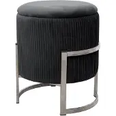 Akord Poef met Opbergruimte PORTO / Ronde Opbergpoef / Poef op pootjes / Zwart / Breedte 40 cm