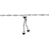 The Jewelry Collection Zilver Gerhodineerde Enkelbandje bolletjes 22 -24 cm 1329799