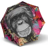 Doppler Paraplu Modern.Art Long Automatic Monkey Roze Veelkleurig