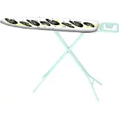 MSV Strijkplank - Hoogte Verstelbaar tot 90cm - Strijkijzerhouder - Antislip Voetjes - 130x33cm - Staal - Zwart Wit