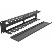 DeLOCK 19″ Cable Management Routing Panel with 4 openings 2U black