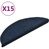 vidaXL Trapmatten zelfklevend 15 stuks 56x17x3 cm marineblauw halfrond