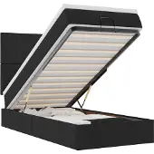 vidaXL Ottoman bed met matras en LED's 90x200cm stof zwart
