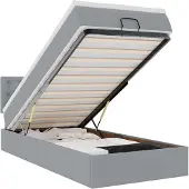 vidaXL Bed met matras 100x200 cm stof lichtgrijs