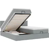vidaXL Ottoman bed met matrassen 180x200cm stof lichtgrijs