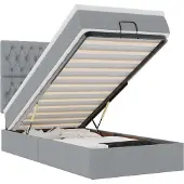 vidaXL Bed met matras 100x200 cm stof lichtgrijs