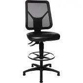 Topstar Werkdraaistoel | vloerglijders + voetring | polyurethaanschuim zwart | 590-840 mm | 1 stuk - 73280PU0T