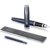 Parker IM-vulpen - medium punt - blauwe inkt - matblauw - incl. geschenkdoos