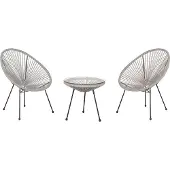 Beliani ACAPULCO II - Bistroset voor 2 - Licht Grijs - PE rotan
