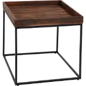 Mendler Bijzettafel -K71, salontafel salontafel, paulowniahout metaal 60x60x60cm ~ donkerbruin