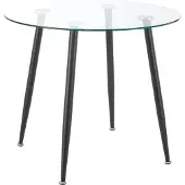 En.casa Glazen tafel Humppila rond 75x87 cm zwart en transparant