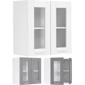 Hioshop Colura keuken bovenkastje 80 cm 2 glazen deuren wit.