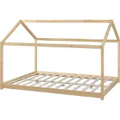 En.casa Kinderbed Cerro huisbed met bedbodem 140x200 cm houtkleurig