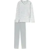 Schiesser Pyjama ' Casual Essentials ' grijs gemêleerd / wit