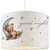 Lux.pro Kinder hanglamp Rugby wit met knuffelbeer motief