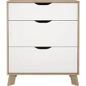 Ebuy24 Ikast kommode 3 lades eiken decor, wit.