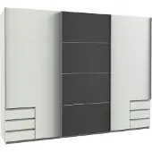 Wimex Hangende garderobekast Valencia, 270x65x210 cm. Uitvoering naar keuze: wit / glasgrijs, 270 cm