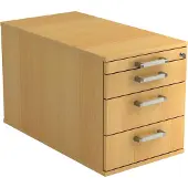 Hjh OFFICE PRO SIGNA TC30 CE - Rolcontainer Beuken Hout met 3 lades Chrome metaal handgreep