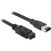 DeLOCK FireWire Aansluitkabel [1x Firewire (400) stekker 9-polig - 1x FireWire (400) stekker 6-polig] 1 m Zwart