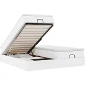 vidaXL Ottoman bed met matrassen 200x200cm kunstleer wit