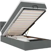 vidaXL Ottoman bed met matras en LED's 100x200cm stof donkergrijs