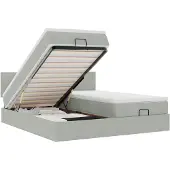 vidaXL Ottoman bed met matrassen en LED's 200x200cm fluweel lichtgrijs