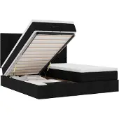 vidaXL Ottoman bed met matrassen en LED's 180x200cm stof zwart