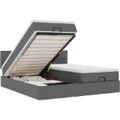 vidaXL Ottoman bed met matrassen 200x200cm stof donkergrijs