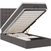 vidaXL Ottoman bed met matras en LED's 80x200 cm kunstleer grijs