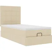 vidaXL Bed met matras 100x200 cm stof crèmekleurig
