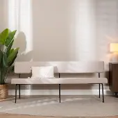 Livin24 Scandinavische eetkamerbank Espen beige gerecyclede stof 190 cm