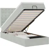 vidaXL Ottoman bed met matrassen 90x200cm fluweel lichtgrijs