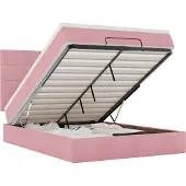 vidaXL Ottoman bed met matrassen en LED's 140x200cm fluweel roze