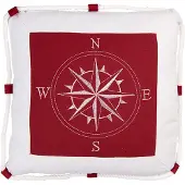 Clayre & Eef Sierkussen 40x40 cm Wit Rood Stof Kussenhoes met Kussenvulling