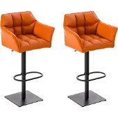 CLP Damaso Set van 2 barkrukken - Kunstleer oranje zwart