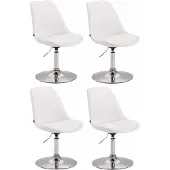 CLP Maverick Set van 4 Eetkamerstoelen - Kunstleer wit chroom
