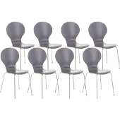 CLP Diego Set van 8 stapelstoelen Hout/grijs