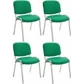CLP Ken Set van 4 stoelen - Chroom - Stof groen