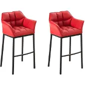 CLP Damaso - Barkruk - Set van 2 - Kunstleer rood zwart