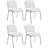 CLP Ken Set van 4 stoelen - Met Chroom - Kunstleer wit