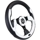 Nrg Reinforced Steering Wheel (320mm) Blk w/White Trim & 4mm 3-Spoke