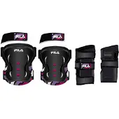 Fila Skate Beschermset - 3-Pack - XS - zwart roze - driedelige set met pols elleboog en kniebeschermers