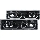 Anzo 1988-1998 Chevrolet C1500 Crystal Headlights Black w/ Low - Brow