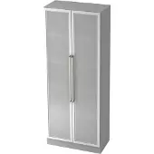 Hjh OFFICE PRO SIGNA G 7100G CE - Grijs/Zilver Hoogte van de map | 5 OH Kast met matglazen deuren Chrome metaal handgreep
