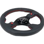 Nrg Reinforced Steering Wheel (320mm) Blk Leather w/Dual Buttons