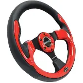 Nrg Reinforced Steering Wheel (320mm) Blk w/Red Trim & 5mm 3-Spoke