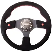 Nrg Reinforced Steering Wheel (320mm) Blk Suede w/Dual Buttons
