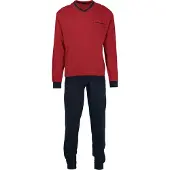 Götzburg Pyjama lang donkerblauw / donkerrood